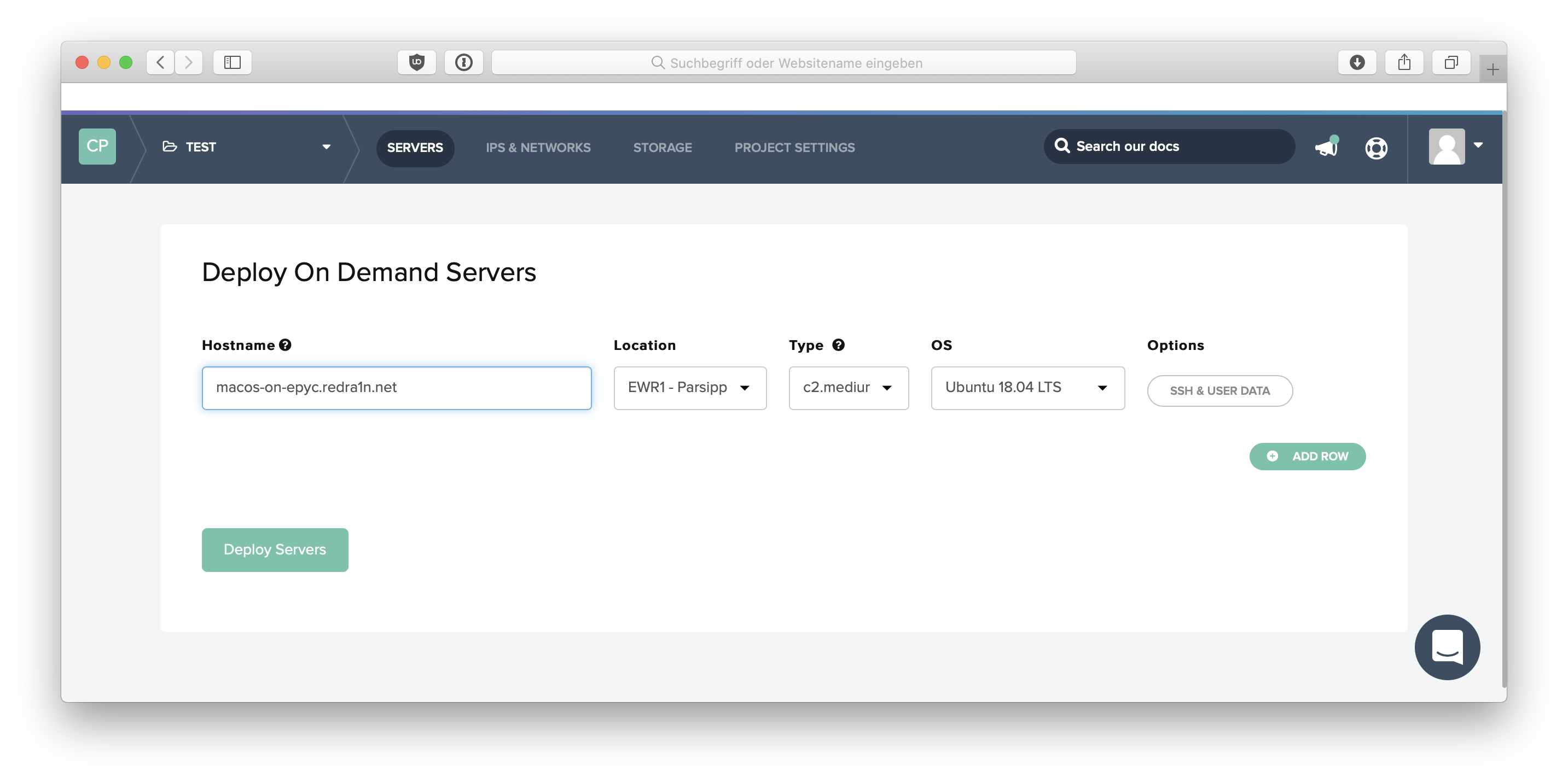 Packet.net web app