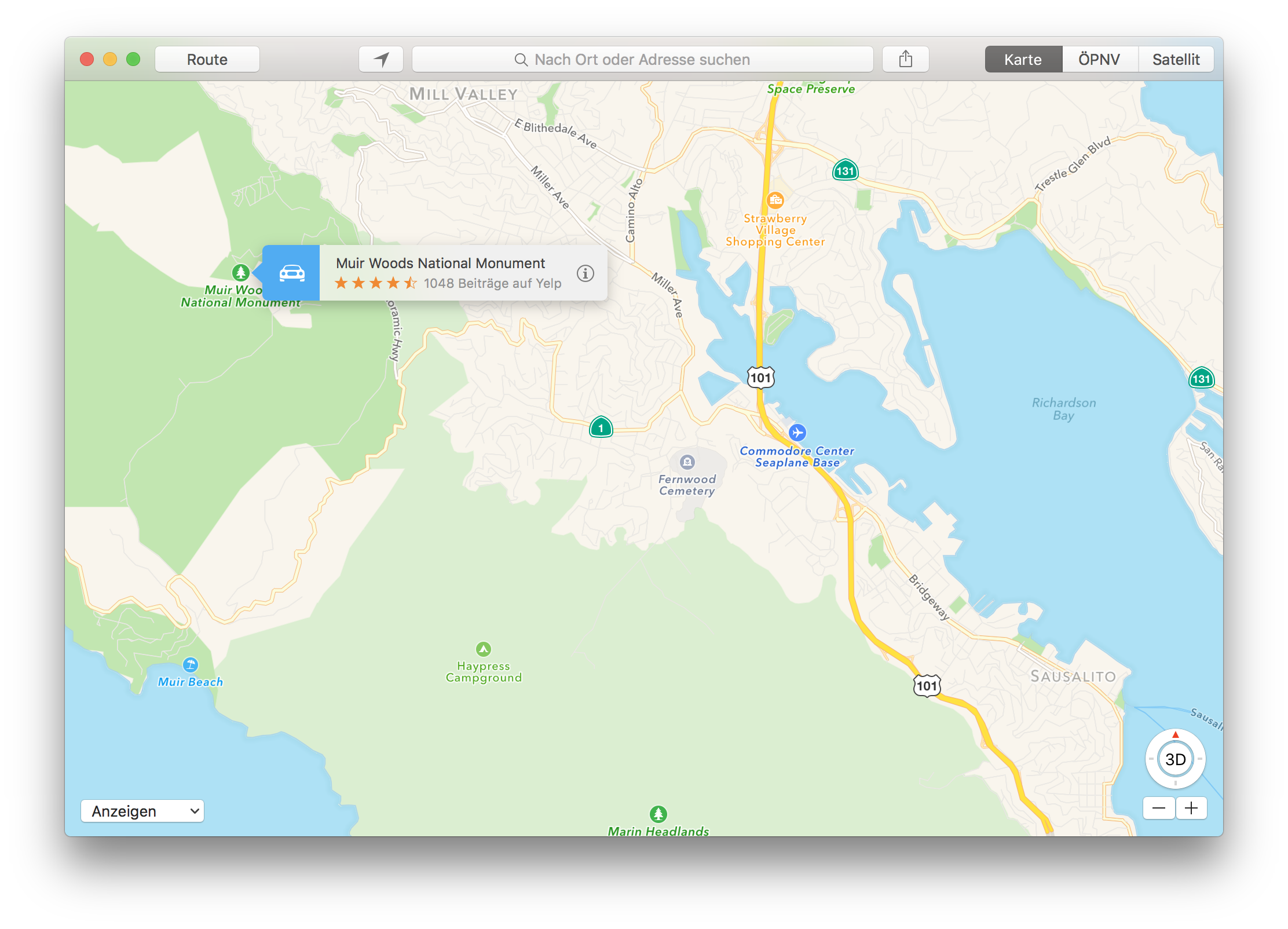 Muir Woods National Monument on a map