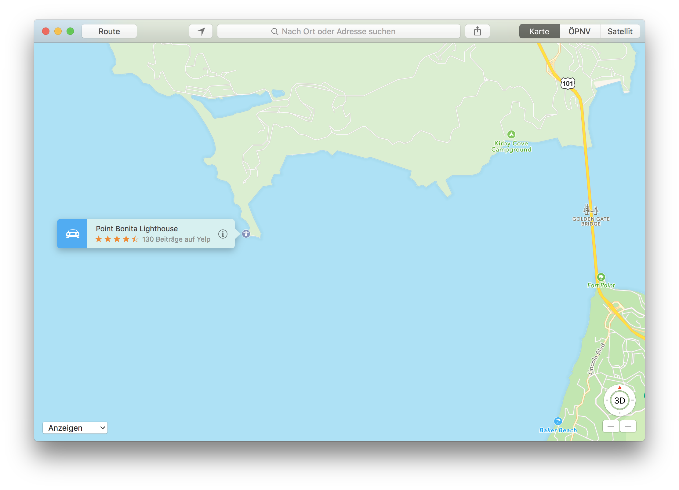 Point Bonita on a map